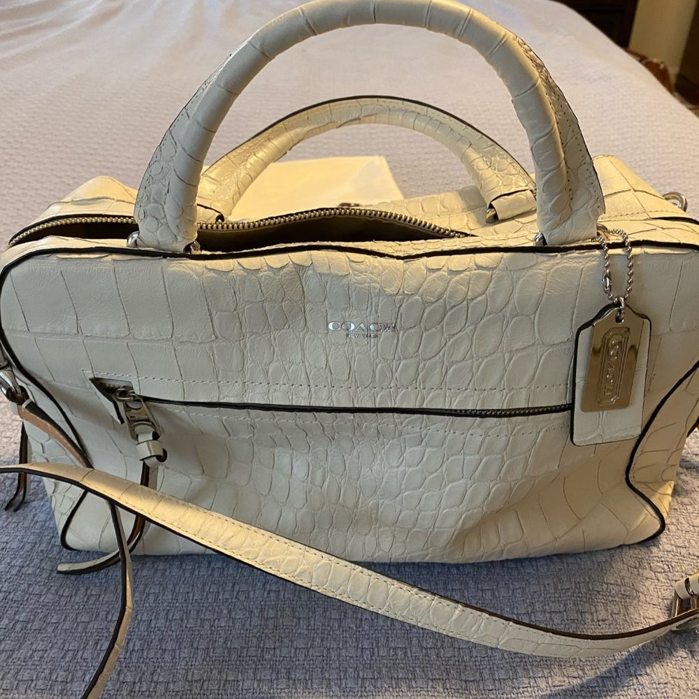 Coach Off White Crocodile Leather Handbag Purse - Picture 5 of 11